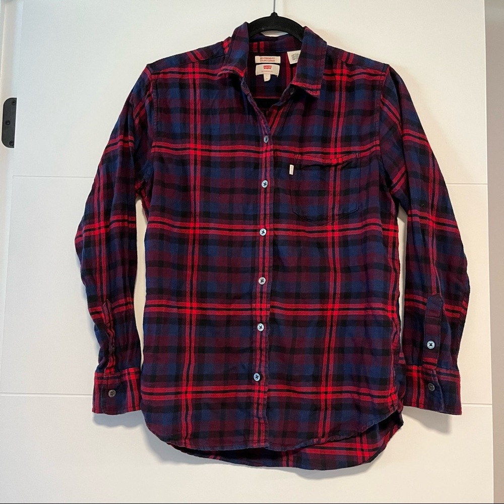 Levi's Red and Blue Plaid Button Down Shirt